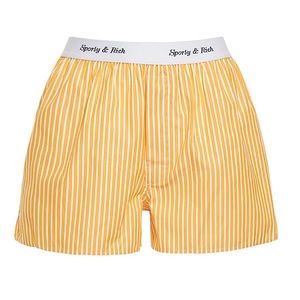 SPORTY & RICH CASSIE COTTON POPLIN BOXER SHORTS STRIPPED YELLOW XS